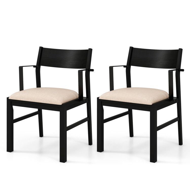 Dining Chair with Contoured Backrest and Padded Seat Set of 2 Dining Chair with Contoured Backrest and Padded Seat Set of 2