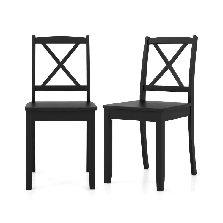 Wood Dining Chair Set of 2 with Rubber Wood Legs and Curved Backrest Wood Dining Chair Set of 2 with Rubber Wood Legs and Curved Backrest