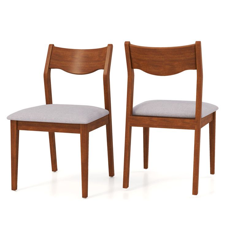 Wooden Dining Chair Set of 2 with Rubber Wood Frame and Wide Padded Seat Wooden Dining Chair Set of 2 with Rubber Wood Frame and Wide Padded Seat