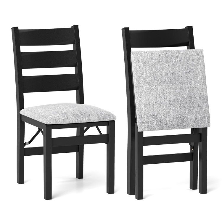 Modern Upholstered Folding Chairs Set of 2 with Comfy Backrest Modern Upholstered Folding Chairs Set of 2 with Comfy Backrest