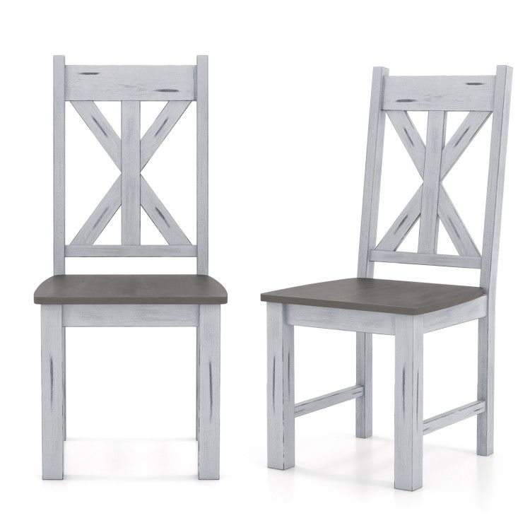 Farmhouse Chair Set of 2 with Rubber Wood Frame and Elegant Hollowed Backrest Farmhouse Chair Set of 2 with Rubber Wood Frame and Elegant Hollowed Backrest