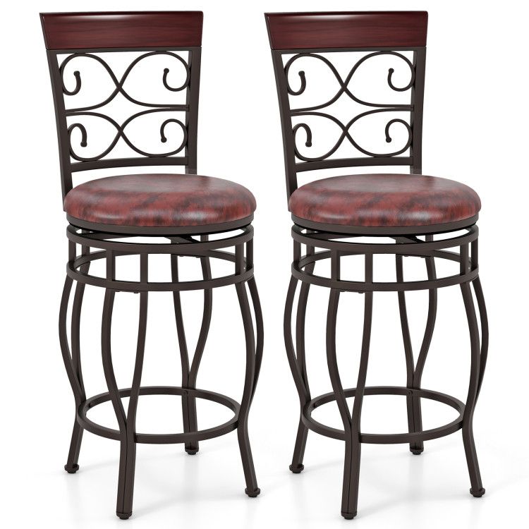Set of 2 26 Inch Bar Stool with Backrest and Footrest Set of 2 26 Inch Bar Stool with Backrest and Footrest