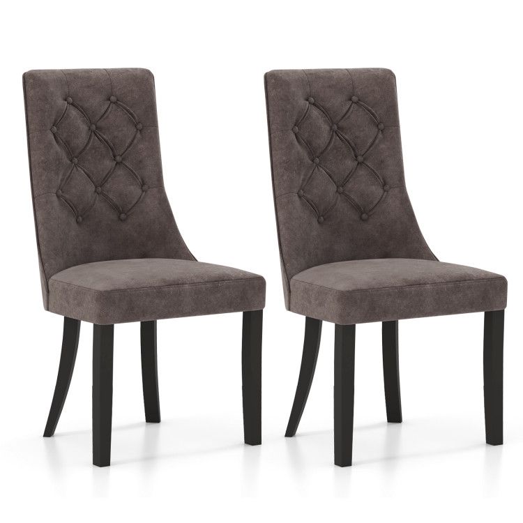 Tufted Dining Chairs Set of 2 with High Backrest and Padded Seat Tufted Dining Chairs Set of 2 with High Backrest and Padded Seat