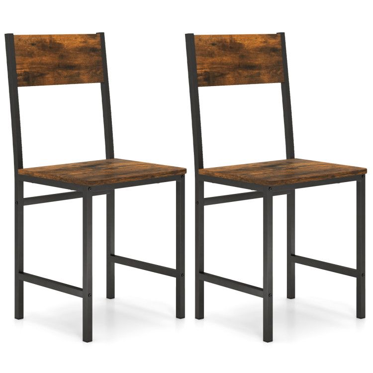 Industrial Kitchen Side Chairs Set of 2 with Metal Legs and Slanted Back Industrial Kitchen Side Chairs Set of 2 with Metal Legs and Slanted Back