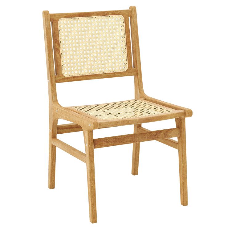 Rattan Dining Chair with Natural Cane Woven Backrest and Teak Wood Frame Rattan Dining Chair with Natural Cane Woven Backrest and Teak Wood Frame