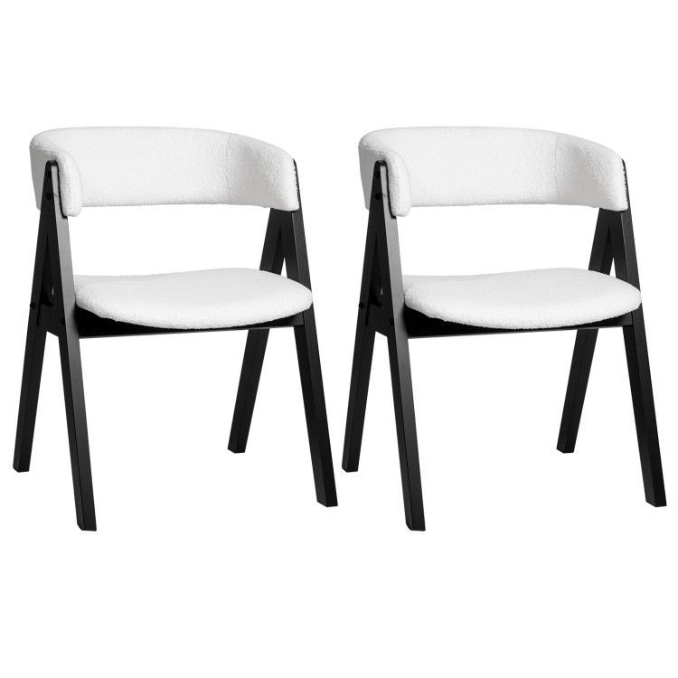 Wooden Dining Chair Set of 2 Mid-Century Modern Sherpa Upholstered Kitchen Dining Room Chairs Wooden Dining Chair Set of 2 Mid-Century Modern Sherpa Upholstered Kitchen Dining Room Chairs