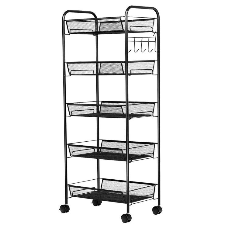 5 Tier Mesh Rolling File Utility Cart Storage Basket 5 Tier Mesh Rolling File Utility Cart Storage Basket
