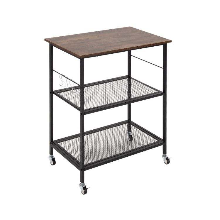 3-Tier Kitchen Utility  Industrial Cart with Storage