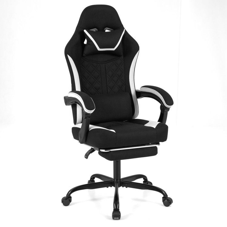 Gaming Chair Height Adjustable Computer Chair with Headrest Footrest & 360° Swivel Seat