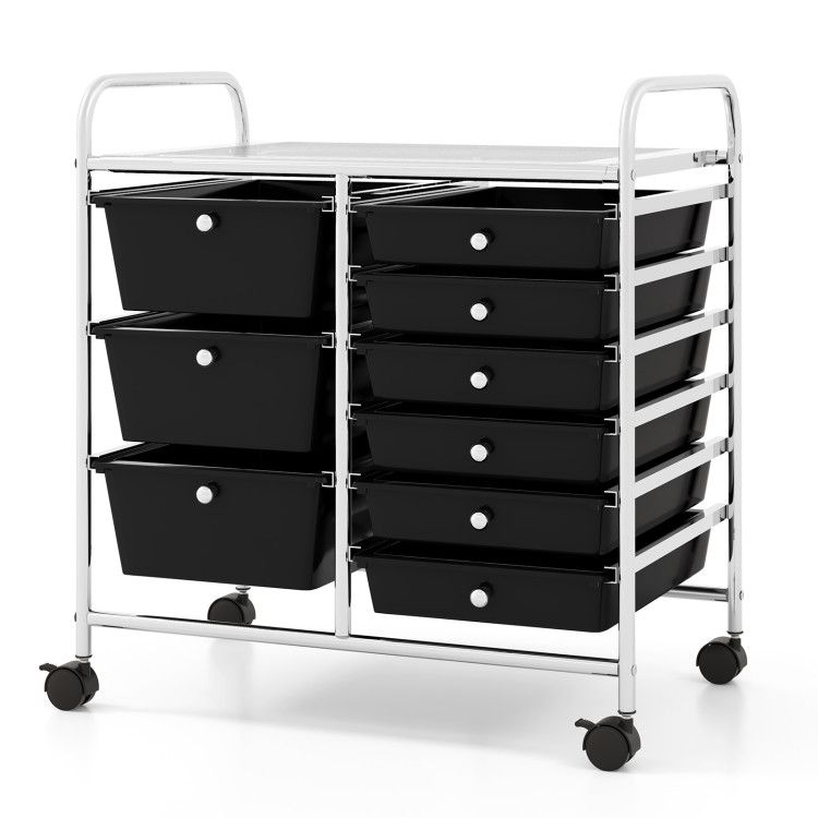 9-Drawer Rolling Storage Cart with Colorful Drawers and Metal Frame 9-Drawer Rolling Storage Cart with Colorful Drawers and Metal Frame