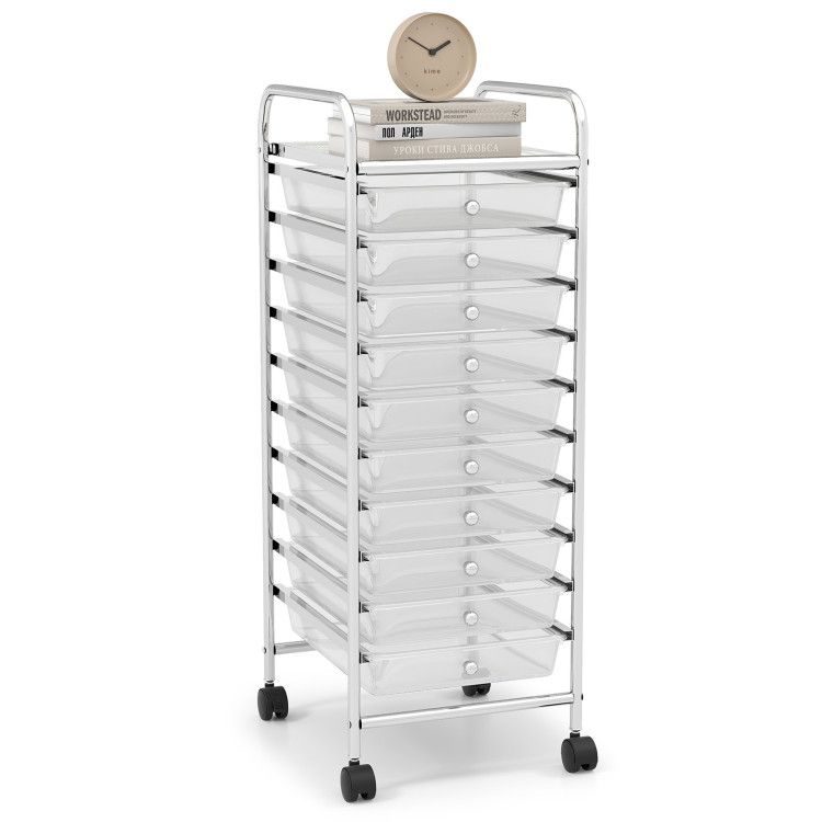10 Drawer Rolling Storage Cart Organizer with 4 Universal Casters