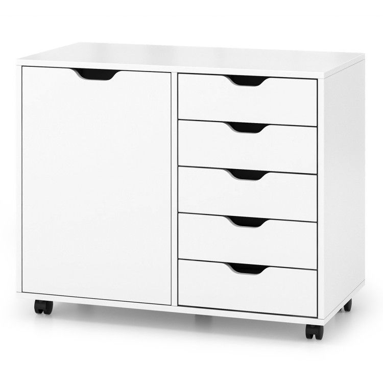 5-Drawer Rolling Storage Cart with Side Cabinet 5-Drawer Rolling Storage Cart with Side Cabinet
