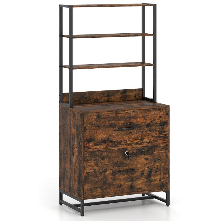 Letter Size Lateral File Cabinet with Lock and Bookshelf Letter Size Lateral File Cabinet with Lock and Bookshelf