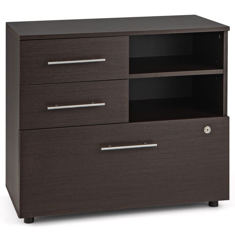3 Drawer Lateral File Cabinet on Wheels with Storage Shelves 3 Drawer Lateral File Cabinet on Wheels with Storage Shelves