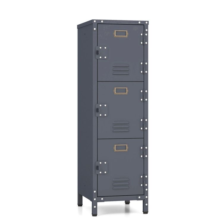 Metal Storage Locker with 3 Lockable Doors and Adjustable Feet Metal Storage Locker with 3 Lockable Doors and Adjustable Feet