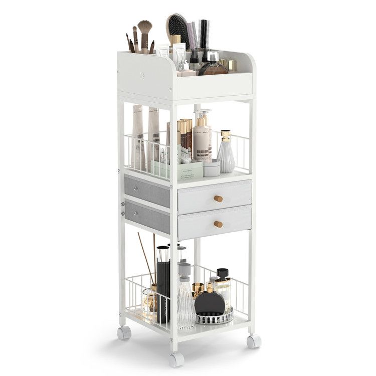 Makeup Organizer Floor Skincare Organizer Cart with Drawers and Storage Shelves