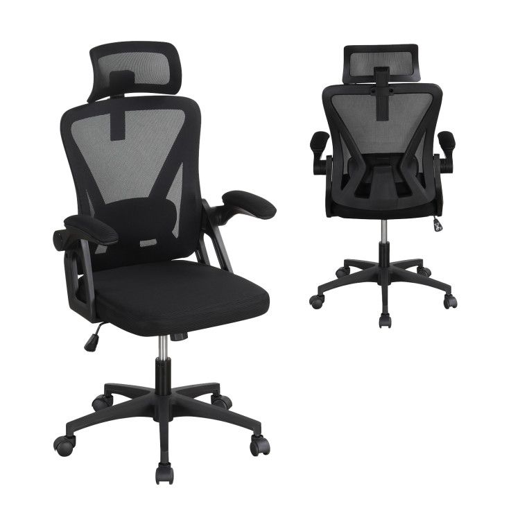 Ergonomic Mesh Office Chair with Adjustable Lumbar Support and Flip-up Armrests Ergonomic Mesh Office Chair with Adjustable Lumbar Support and Flip-up Armrests