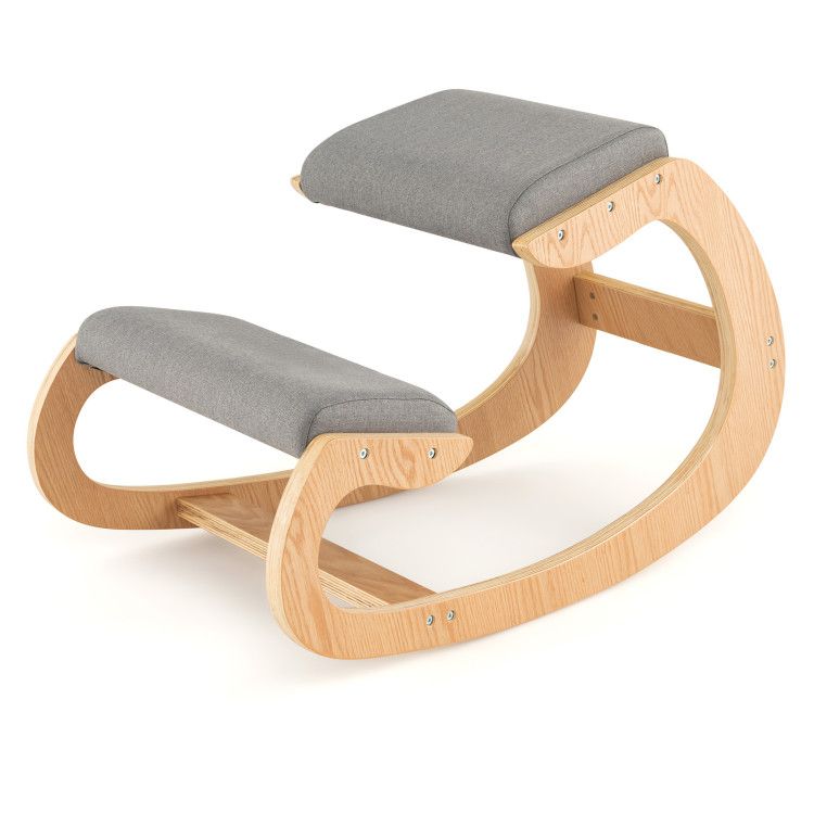 Wooden Rocking Chair with Comfortable Padded Seat Cushion and Knee Support Wooden Rocking Chair with Comfortable Padded Seat Cushion and Knee Support