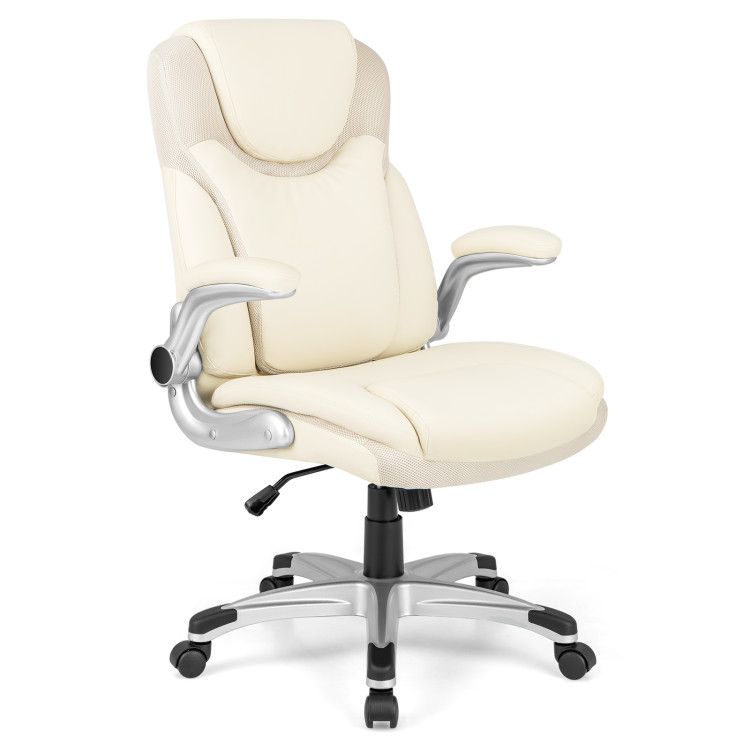 Ergonomic Office PU Leather Executive Chair with Flip-up Armrests and Rocking Function Ergonomic Office PU Leather Executive Chair with Flip-up Armrests and Rocking Function