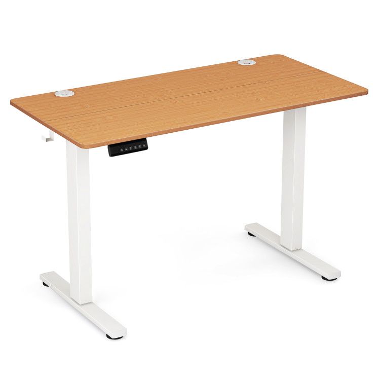 Electric Standing Desk with 3 Memory Height Settings and 2 Hanging Hooks & Cable Management