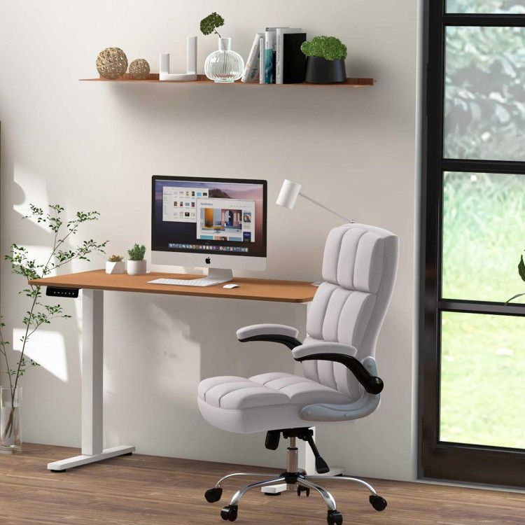 Compact Standing Desk and Executive Chair Set with Memory Heights Compact Standing Desk and Executive Chair Set with Memory Heights
