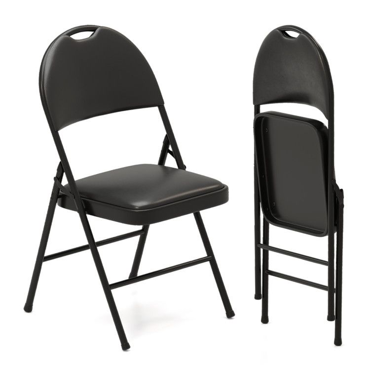 2 Pack Padded Folding Chairs with Metal Frame and Carry Handle 2 Pack Padded Folding Chairs with Metal Frame and Carry Handle