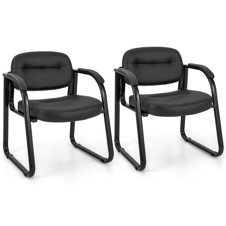 Waiting Room Chair Set of 2 Reception Chairs with Sled Base and Padded Arm Rest Waiting Room Chair Set of 2 Reception Chairs with Sled Base and Padded Arm Rest