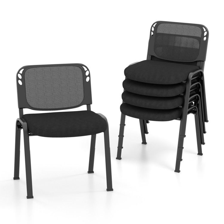 Set of 5 Stackable Conference Chairs with Mesh Back Set of 5 Stackable Conference Chairs with Mesh Back