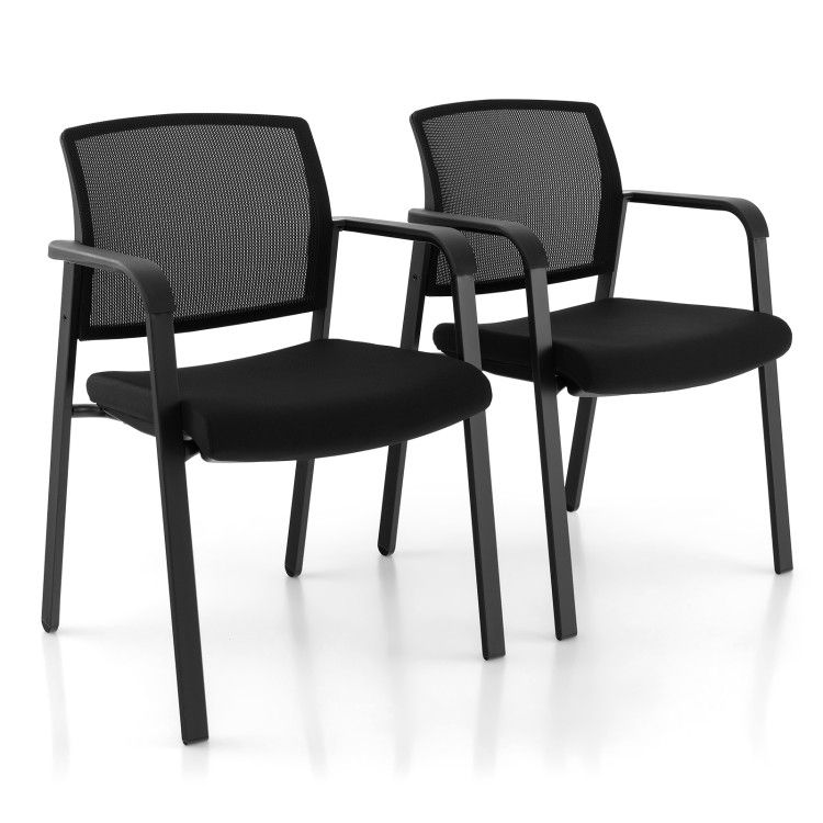 Set of 2 Stackable Reception Room Chairs with Padded Seat Set of 2 Stackable Reception Room Chairs with Padded Seat