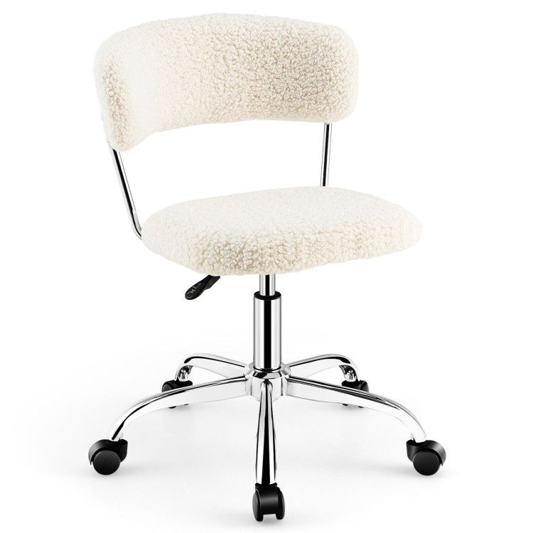 Computer Desk Chair Adjustable Sherpa Office Chair Swivel Vanity Chair Computer Desk Chair Adjustable Sherpa Office Chair Swivel Vanity Chair