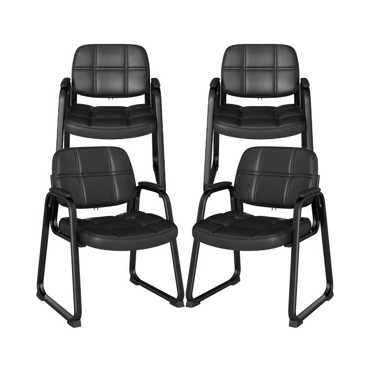 Set of 4 Upholstered Waiting Room Chair with Armrest and Ergonomic Backrest Set of 4 Upholstered Waiting Room Chair with Armrest and Ergonomic Backrest