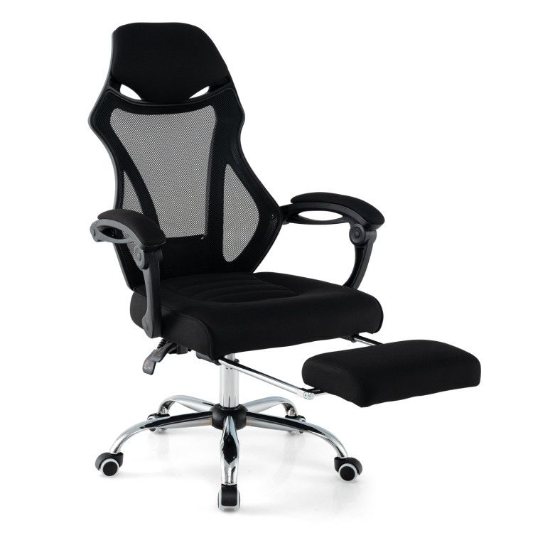 Ergonomic Mesh Office Chair with Footrest and Tilting Backrest