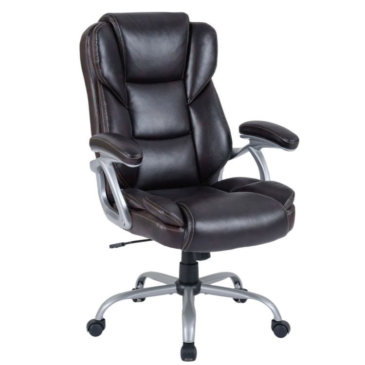 Executive Office Chair Leather Ergonomic Computer Desk Chair with Padded Seat and Armrests