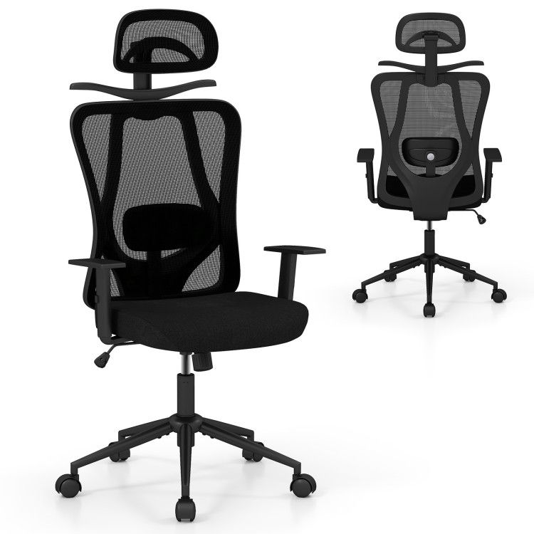 Ergonomic Office Chair with 3D Headrest and Reclining Backrest
