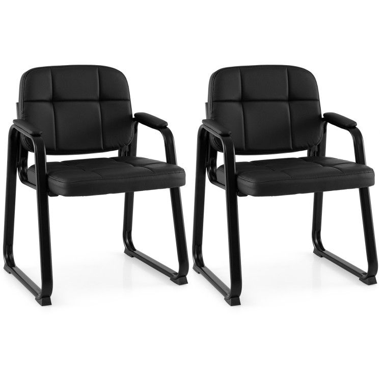 Waiting Room Guest Chairs Set of 2/4 Leather Office Reception Chairs