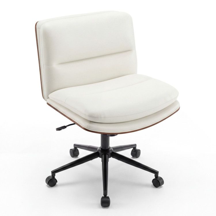 Armless Office Chair with Curved Backrest and Padded Seat