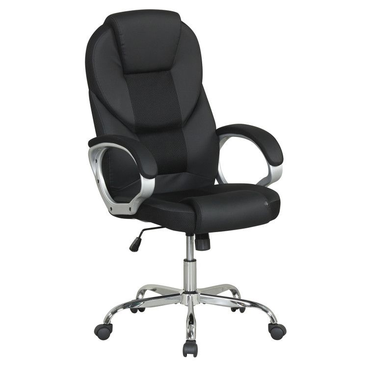 Leather Office Chair Ergonomic Mesh Executive Chair with Padded Armrests and Rocking Backrest Leather Office Chair Ergonomic Mesh Executive Chair with Padded Armrests and Rocking Backrest