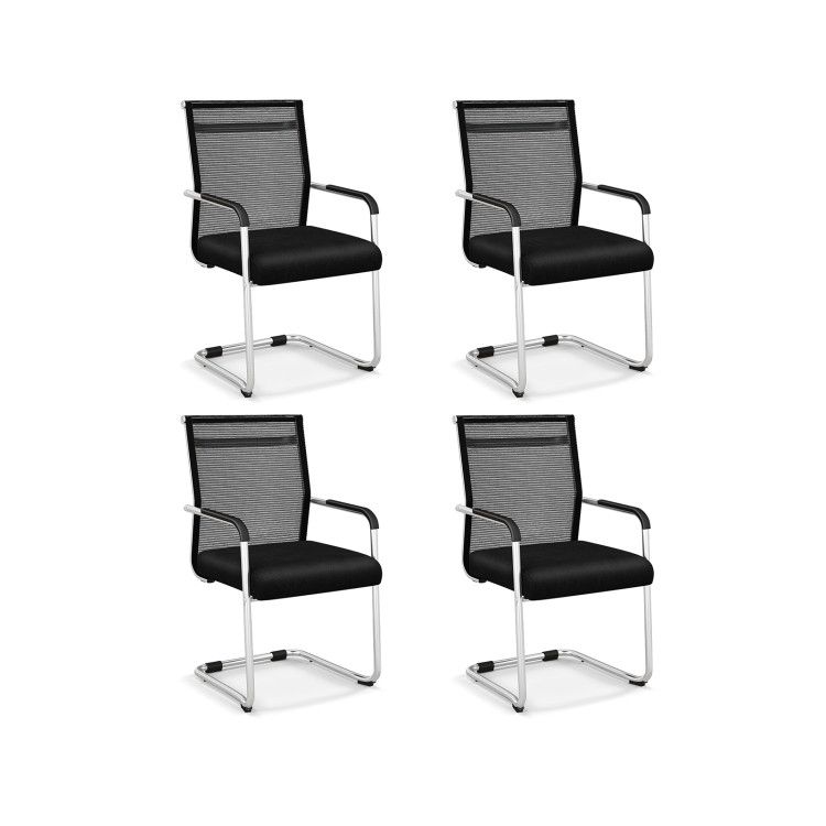 Office Guest Chairs Set of 4 with Metal Sled Base and Armrests