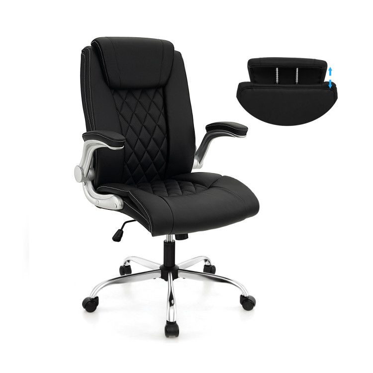 Modern Height Adjustable PU Leather Office Chair with Rocking Function