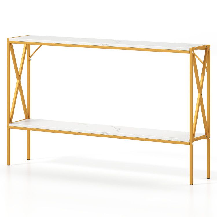 Narrow Console Table 2-Tier Entryway Table with Storage