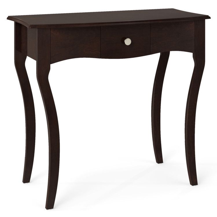 Console Table with Drawer and Solid Wood Frame