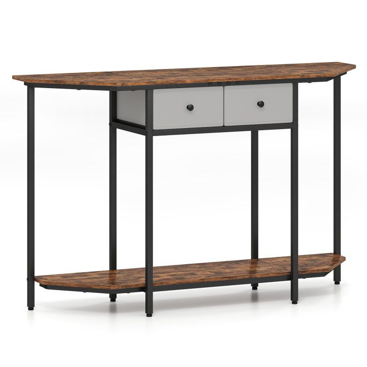 Console Table with 2 Drawers and Open Storage Shelf