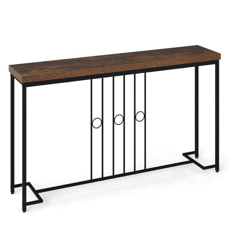55" Industrial Console Table with H-Shaped Base