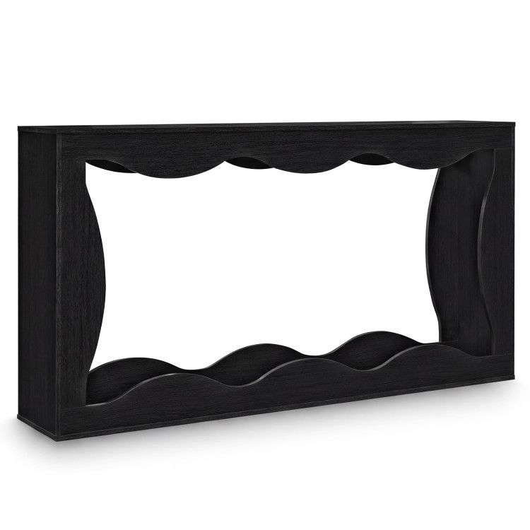 63 Inch Console Table 2-Tier Narrow Entryway Table with Wavy Edge Storage Shelf