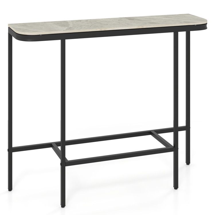 Console Table 44-Inch Entryway Table with Faux Marble Tabletop and Heavy-Duty Metal Frame