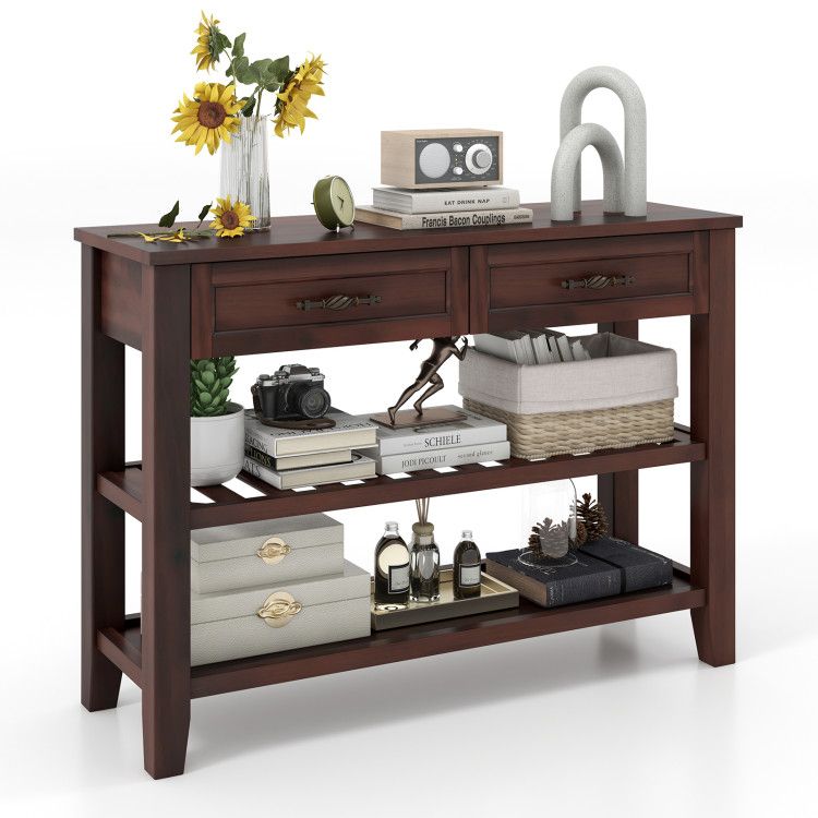 3-tier Console Table with 2 Drawers for Living Room Entryway 3-tier Console Table with 2 Drawers for Living Room Entryway