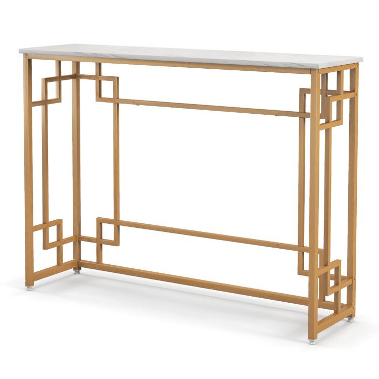Modern Console Table with Geometric Frame and Faux Marble Tabletop Modern Console Table with Geometric Frame and Faux Marble Tabletop