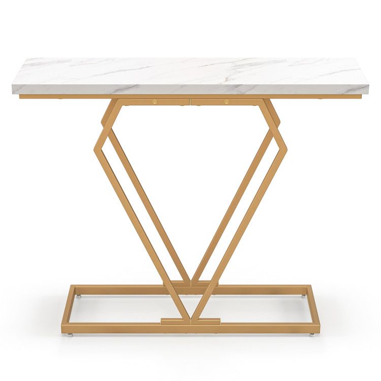 Gold Console Table with Diamond Shape Geometric Frame