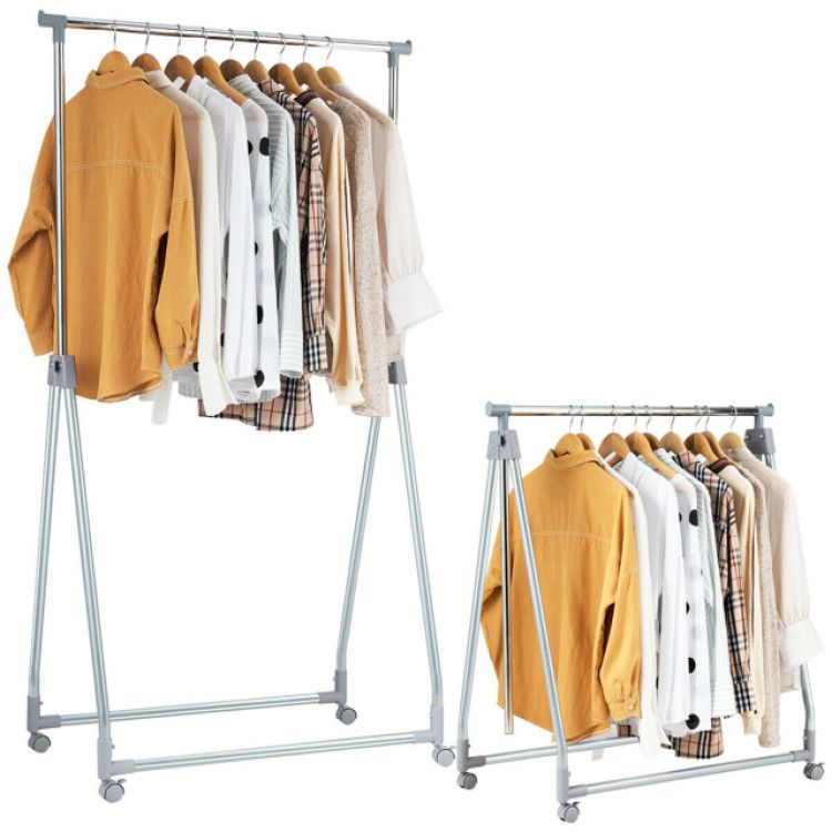 Extendable Foldable Heavy Duty Clothing Coat Rack Stand with Hanging Rod