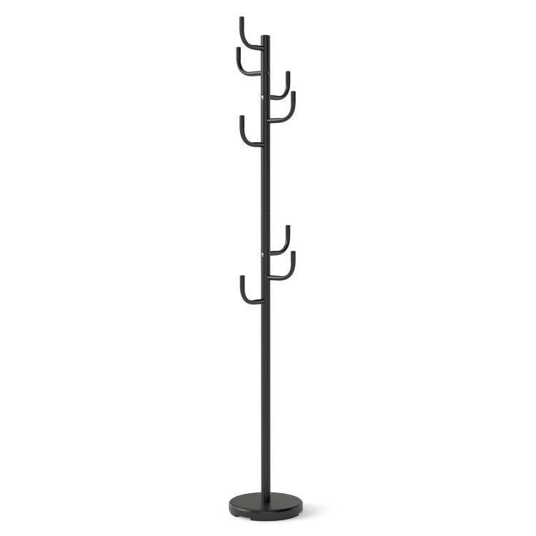 Metal Coat Rack Stand with 8 Sturdy Hooks and Metal Base